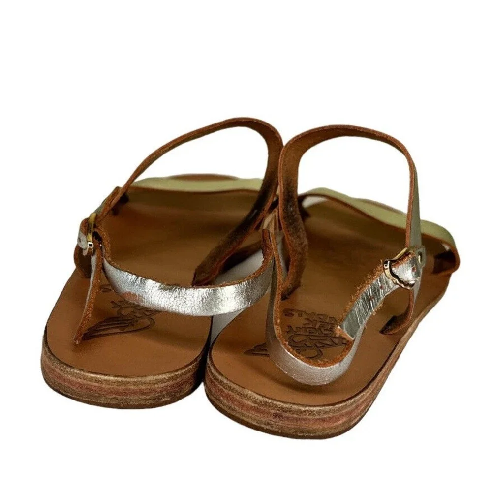 ANCIENT GREEK SANDALS CLIO SLINGBACK‎ SILVER Women's Size 39 (8.5-9)
